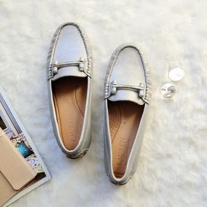 RALPH LAUREN Silver Leather Driving Loafers (7.5)